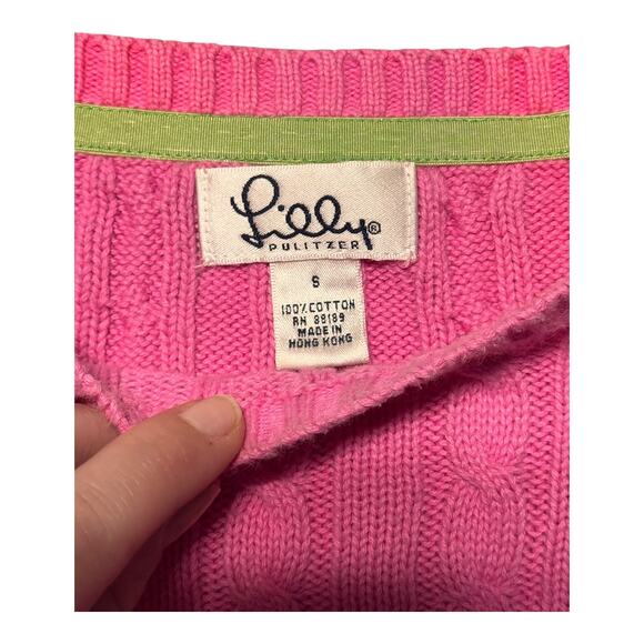 VTG Lilly Pulitzer Pink Cableknit sweater women’s small - Picture 2 of 10